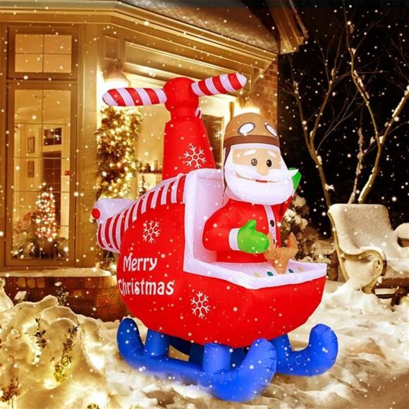 6ft Christmas Inflatable Decorations Claus Blow Up Built-in LED